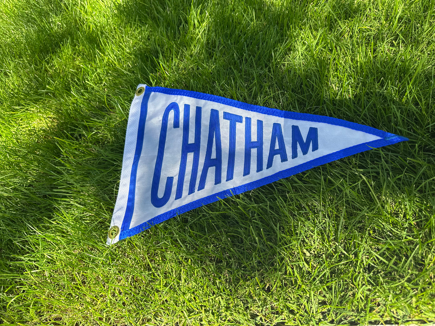 White & Royal Blue Chatham Embroidered Pennant Flag