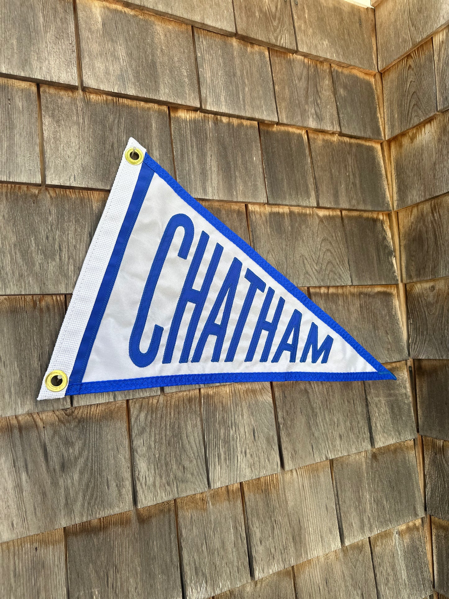 White & Royal Blue Chatham Embroidered Pennant Flag