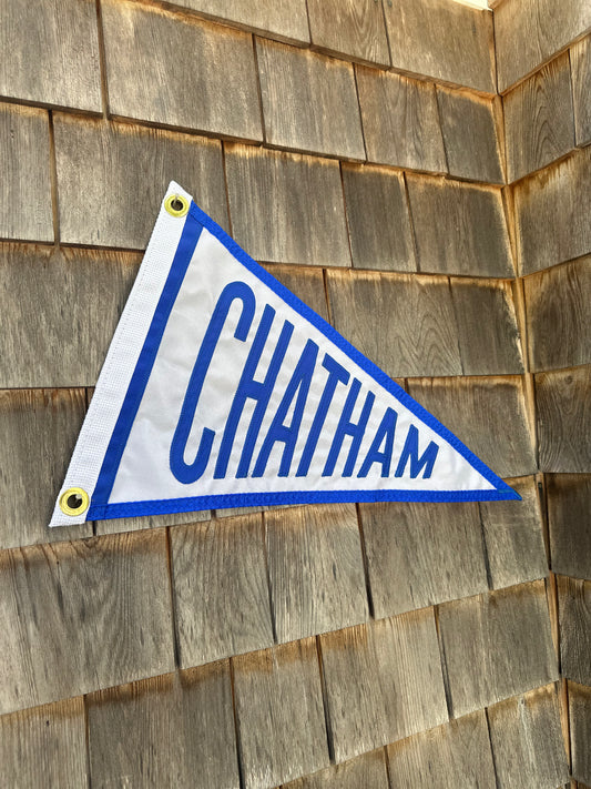 White & Royal Blue Chatham Embroidered Pennant Flag